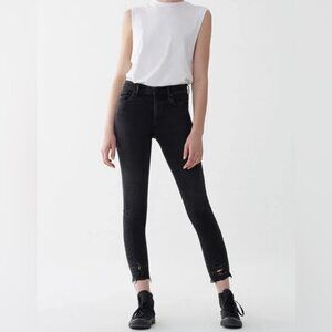 Agolde Sophie Black Skinny Jeans Distressed Fray Denim Jeans Sz 23